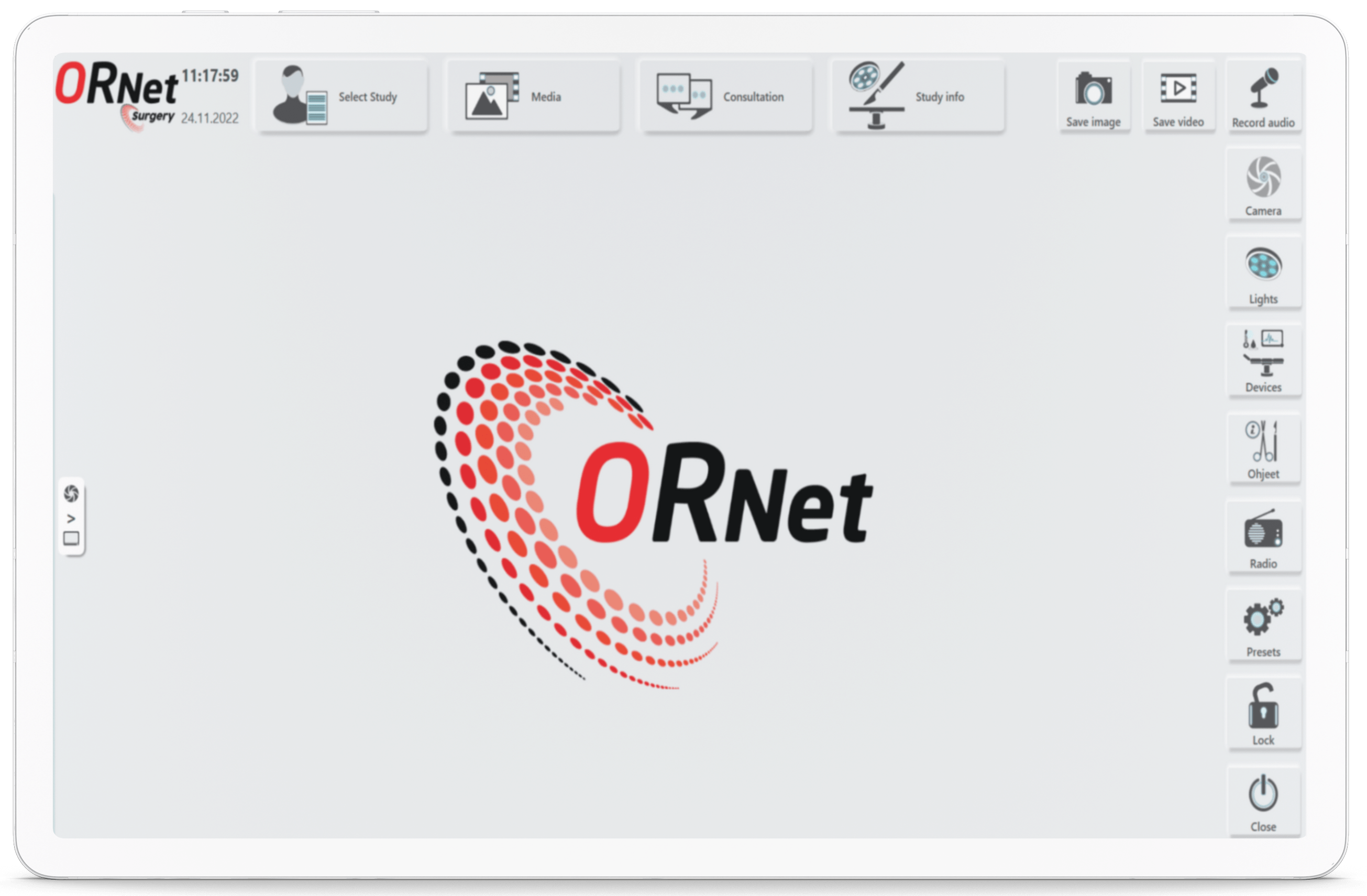 ORNet Surgery 3.0 Home Screen User Interface with Minimized sources